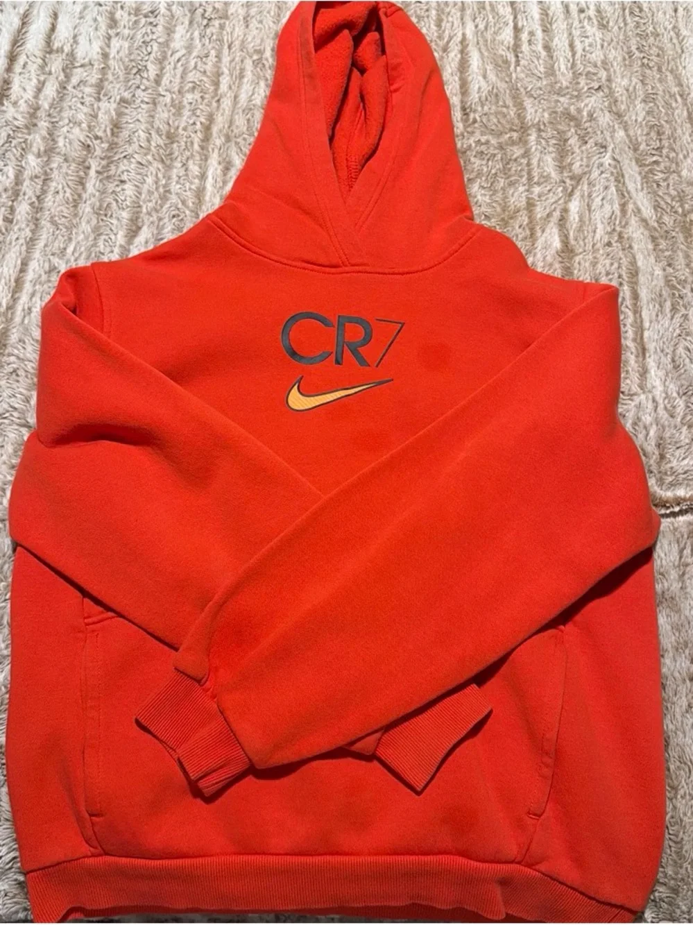 Nike Kids Red CR7 Hoodie with Gold Swoosh